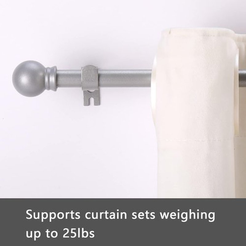 GXOACKJ Silver Curtain Rods - Heavy Duty 5/8 Inch Metal Set for Windows 28 to 78 Inches | 2 Pack