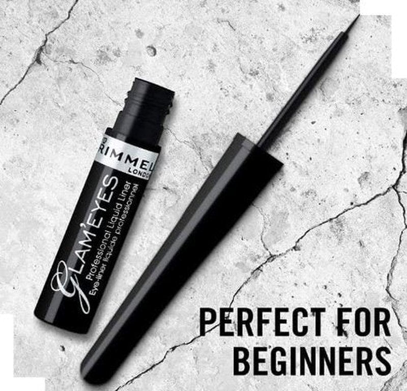 Rimmel Glam Eyes Liquid Liner - Intense Black Glamour | 3.5 ml Long-Lasting Formula