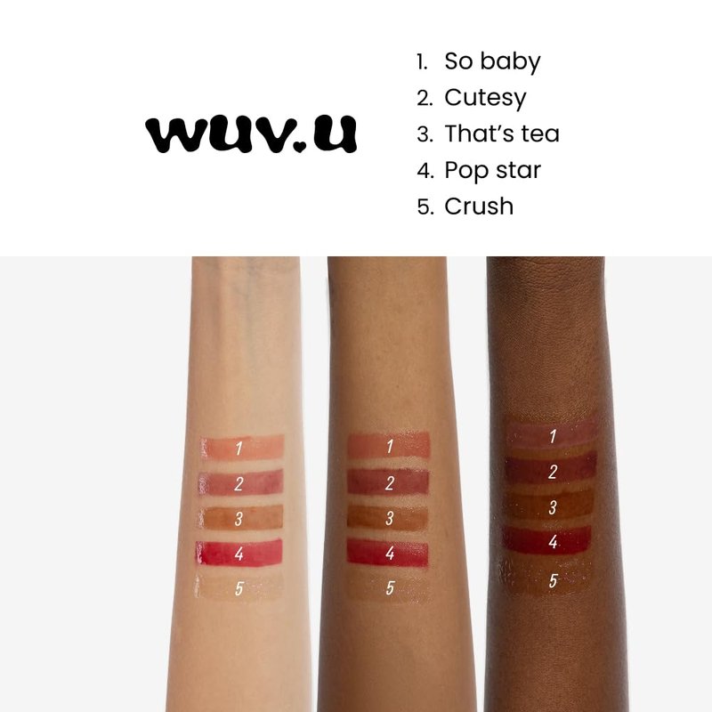wuv.u Glossy Lip Stain – Plumping Hydrating Lip Oil Tint with Hyaluronic Acid & Peptide Complex – Non-Sticky High Shine Pigmented Finish – Pop Star (Red) 0.11 oz.