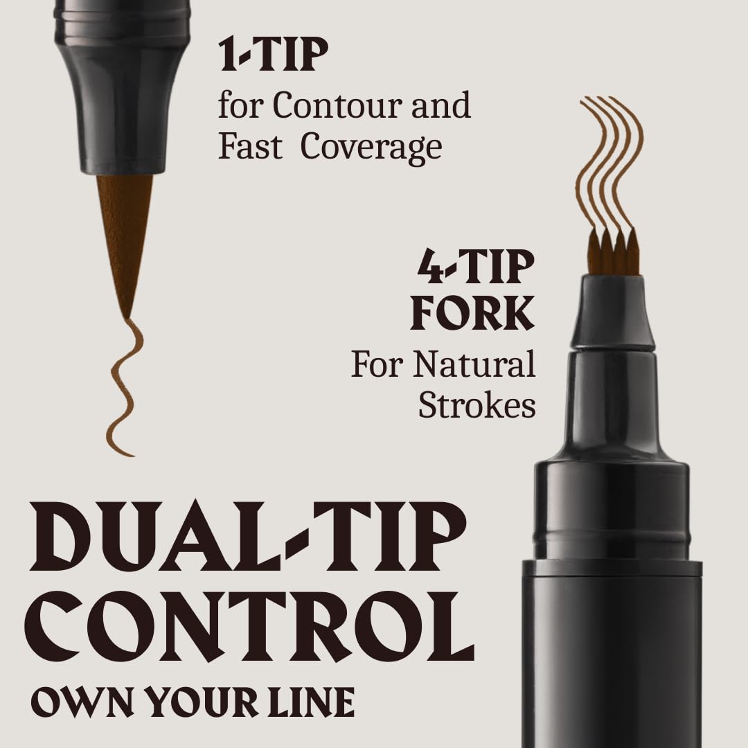 Striking Viking Beard Pencil Filler For Men - Dark Brown, 2 Pens Pack - Temporary Beard Dye - Waterproof Sweatproof Beard Filler for Men for Touchups & Gap Contouring - Enhances Facial Hair
