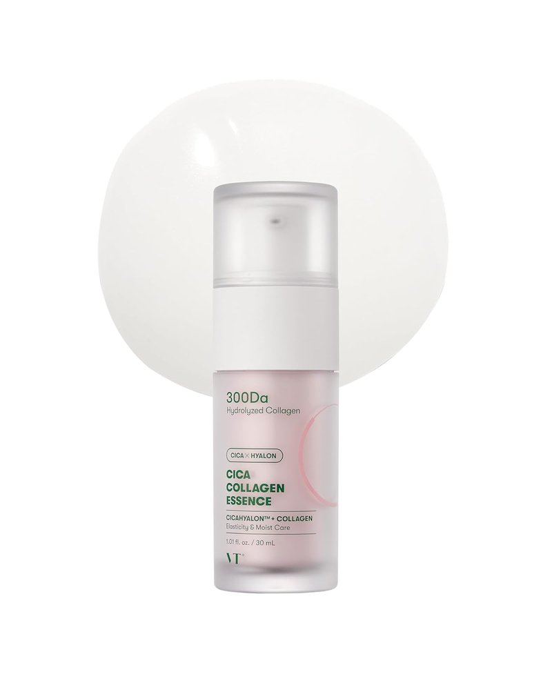 VT COSMETICS Cica Collagen Essence - Firming & Plumping Serum with 300Da Collagen Extract | Korean Skincare, Pink