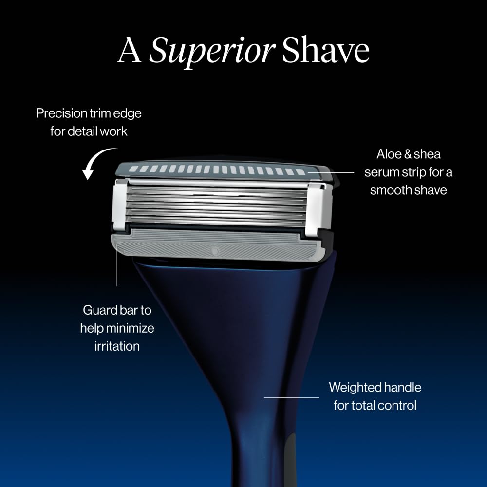 House of Atlas, Razors for Men - Mens Razors for Shaving with Handle & 2 Razor Blade Refills, 5-blade Precision Trim Edge, Smooth Close Shave, Reusable Razor for Men (Dusk)