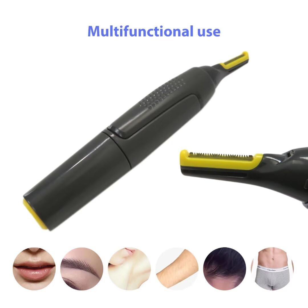 USonline911 Electric Nose Hair Electric Nose Ear Hair Trimmer Rechargeable Ear Face Eyebrow Shaver Automatic Shaving 2 x Brush Heads & 1 x Hair Brush 5.91x0.98in Gray Non-Slip G rip