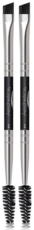Aesthetica Pro Series Double Ended Brow Brush - Precision Application for Natural Brows | Vegan & Cruelty-Free