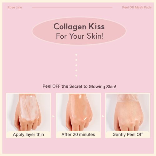 MIGUHARA Rose Collagen Wrapping Peel-Off Mask Pack, Facial Mask with Damask Rose Water, Hydrolyzed Collagen & Botanical Fruit Extracts for Hydrated, Glowing Look & Korean Glass Skin (60ml/2.02 fl.oz.)