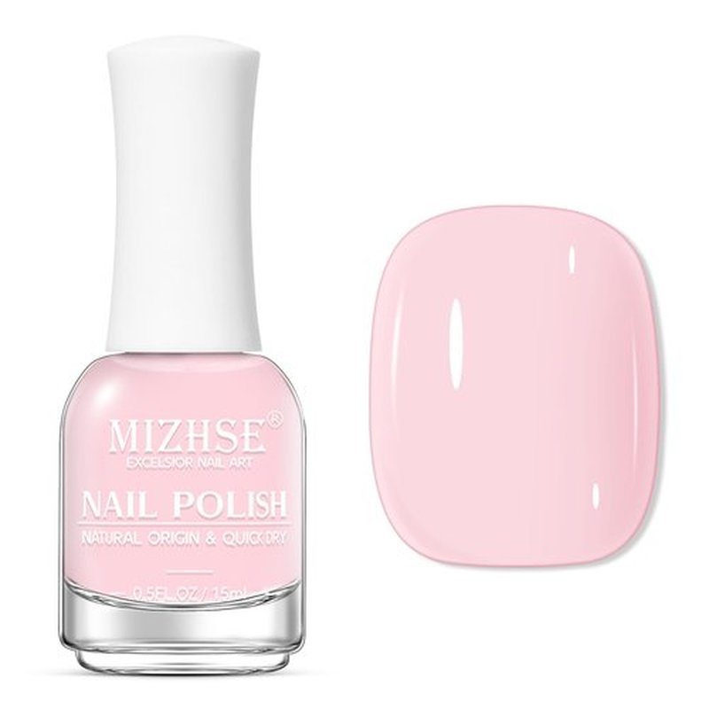 MIZHSE Quick Dry Nail Polish, Light Pink Nail Polish Non Gel Air Drying Fast, 15 ml 0.5 fl oz Regular Pastel Pink Glossy Finish Nail Lacquer Nail Art Manicure DIY Home
