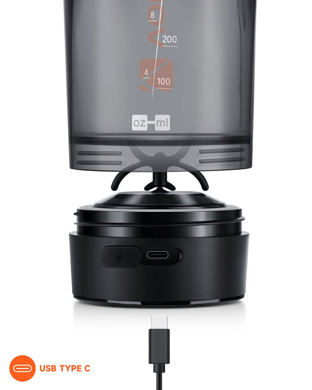 VOLTRX Electric Protein Shaker Bottle - USB Rechargeable Mixer Cup for Shakes and Meal Replacements, BPA-Free Tritan, 24oz