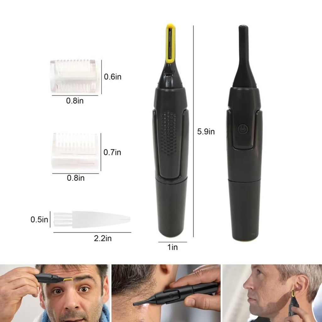 USonline911 Electric Nose Hair Electric Nose Ear Hair Trimmer Rechargeable Ear Face Eyebrow Shaver Automatic Shaving 2 x Brush Heads & 1 x Hair Brush 5.91x0.98in Gray Non-Slip G rip