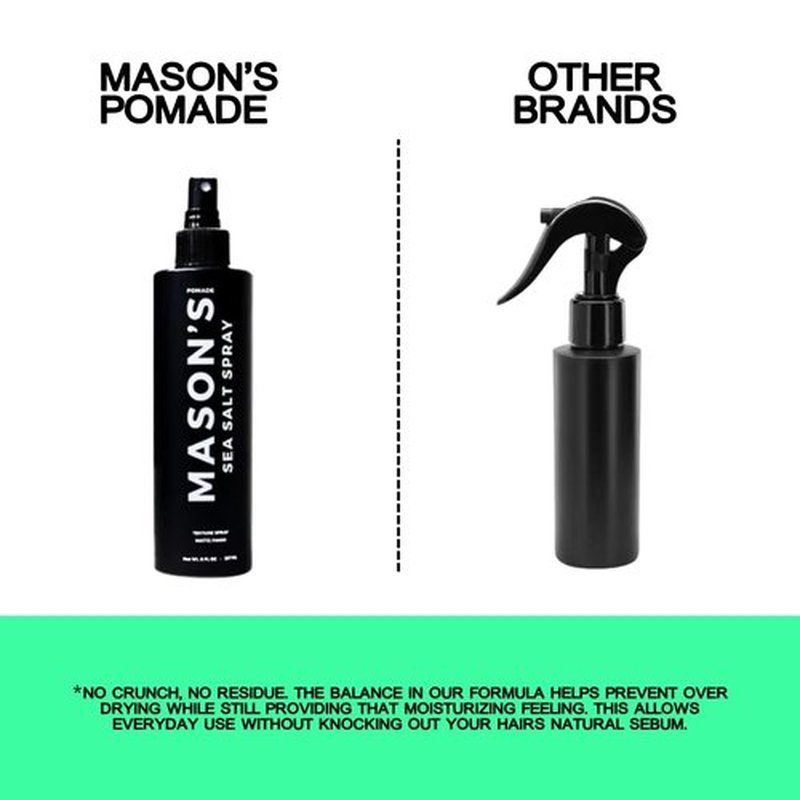 Mason’s Pomade Sea Salt Spray for Men and Women - Texturizing Hair Spray with Aloe & Argan Oil - Lightweight, Non-Sticky for Beach Waves, Volume & Texture - Mountain Rain Scent Hair Care - 8 oz