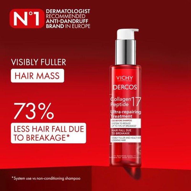 Dercos Collagen Peptide 17 Ultra-Repairing Hair Treatment - Anti-Hair Fall, Strengthens & Protects | 150ml