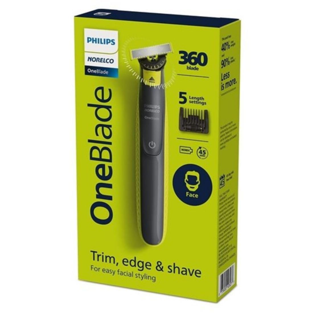 Philips Norelco QP2724/70 OneBlade Electric Trimmer with Dual Protection System, 5-in-1 Adjustable Comb and Innovative 360 Blade