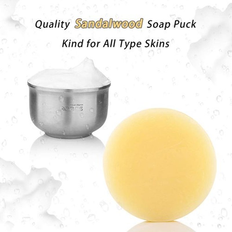 Anbbas Sandalwood Shaving Soap Puck Refill - Traditional Wet Shave for Men (2 Pcs, 7 Oz)