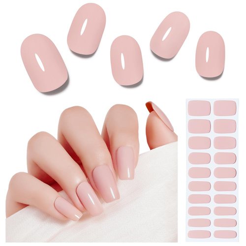 Arte Clavo Semi Cured Gel Nail Strips, 20 Pcs Gel Nail Stickers with UV Light Required, Salon Quality, Long Lasting, Easy Apply and Remove (Nude Pink)