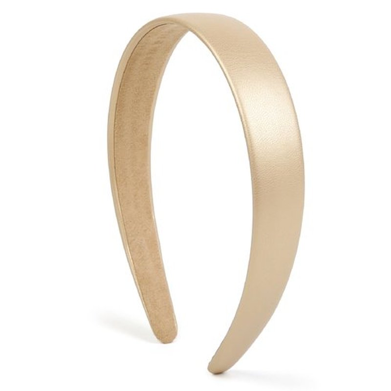Huachi Gold Headbands for Women Girls 1 Inch Wide Thick Golden Hairband Faux Leather Headband for Women and Girls Fashion Plastic Hard Head Band Solid Colors