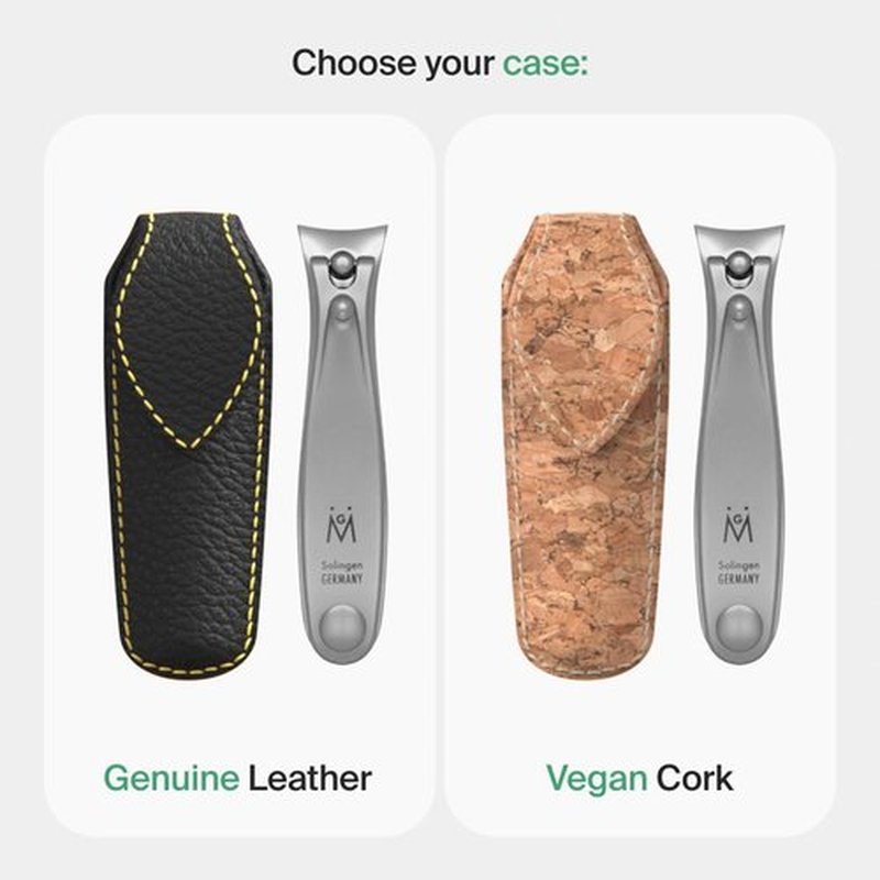 GERMANIKURE Professional Nail Clipper Set - Fingernail Clipper & Toenail Clipper with Leather Cases - Ethically Made in Solingen Germany - FINOX Surgical Stainless Steel Manicure and Pedicure Tools