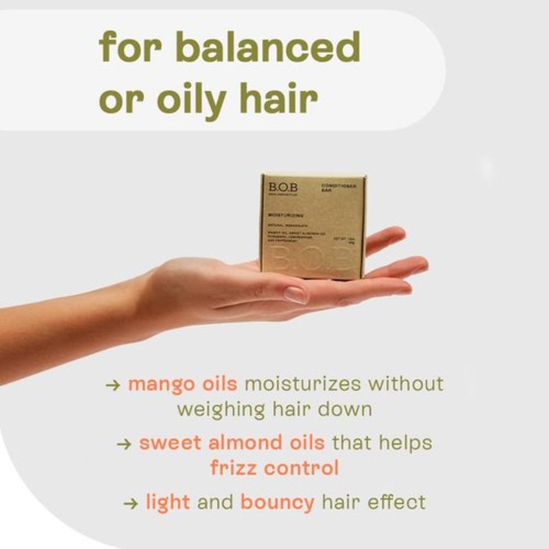 B.O.B Bars Over Bottles Moisturizing Conditioner Bar - 6.7oz | Vegan, Sulfate-Free, Eco-Friendly Hair Care