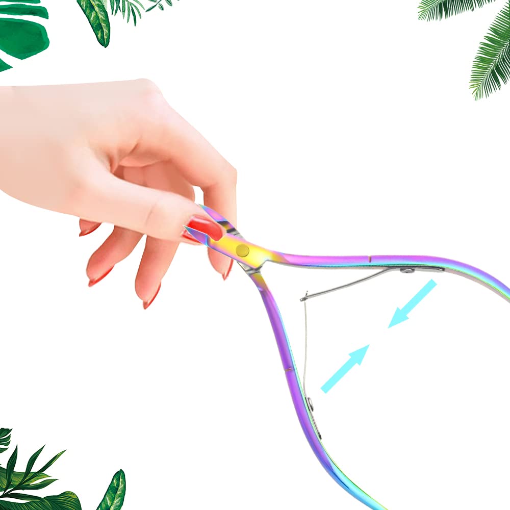 XINMEIWEN 8Pieces Cuticle Trimmer Cuticle Nipper Cuticle Remover Cuticle Cutter with Cuticle Pusher Stainless Steel Cuticle Cutter Clipper Nail Tools for Fingernails and Toenails (Rainbow)
