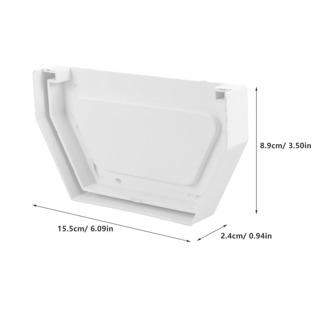 Uonlytech 2pcs end Cap Water Seal Plastic Gutter downspout end caps White Component Drain Connector Downspouts Gutter end caps Square Plastic Gutter downspout end Seal