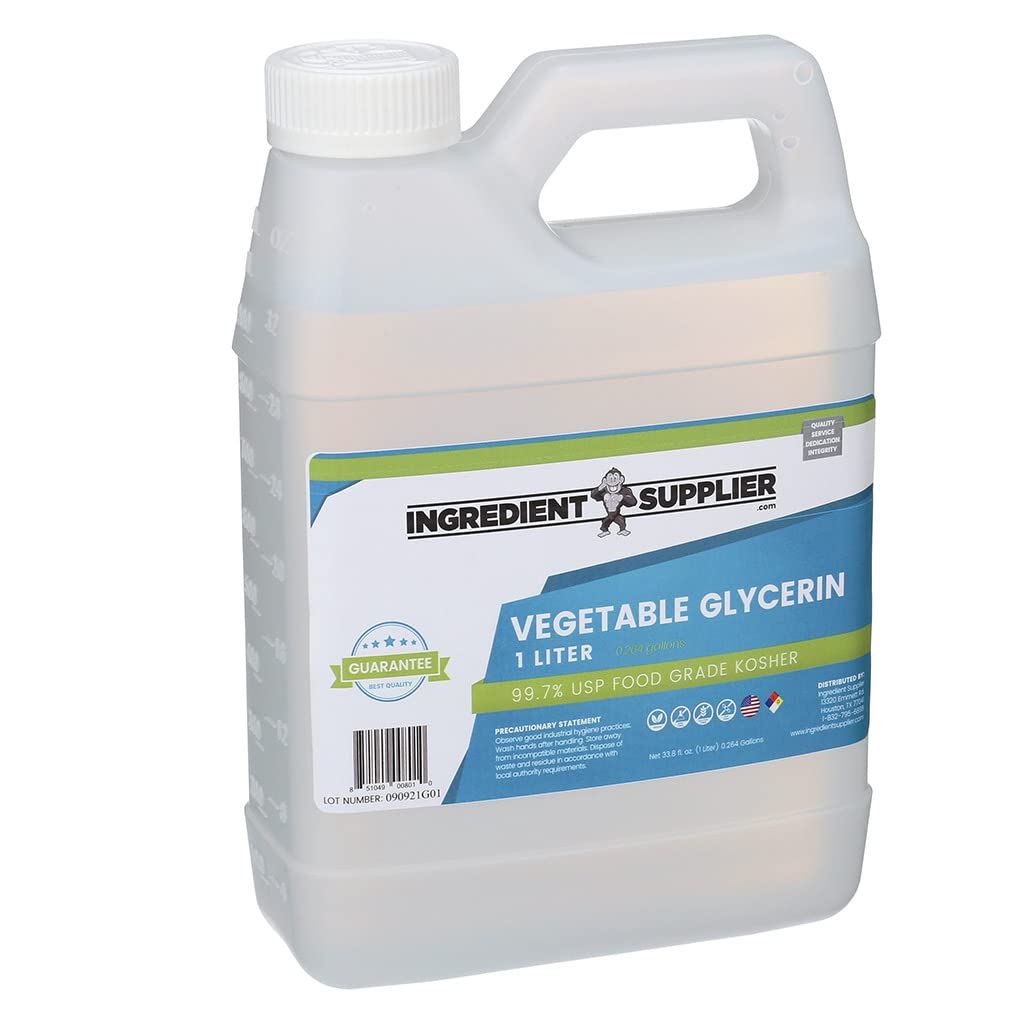 Vegetable Glycerin - 1 Liter (33.814 oz.) - Pure USP Food and Pharmaceutical Grade - Non GMO - Vegan - Sustainable Palm Derived - Humectant, Crafts, DIY, Extracts