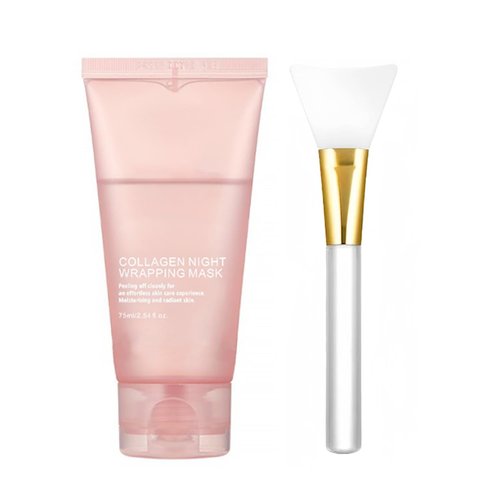 LOYOTICE Collagen Overnight Wrapping Peel Off Facial Mask Pack,Hydrates and Tightens Skin,Reduces Sagging,Elasticity & Hydration Care with Brush 2.54 fl.oz