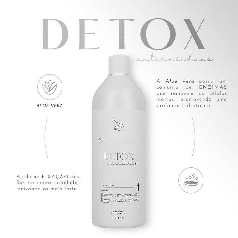Zap Me Leva Black and Detox Kit 2L | Brazilian Keratin Treatment | Progressive Brush | Smoothing System | Frizzy Free | Volume Reducer | 100% Straight Hair