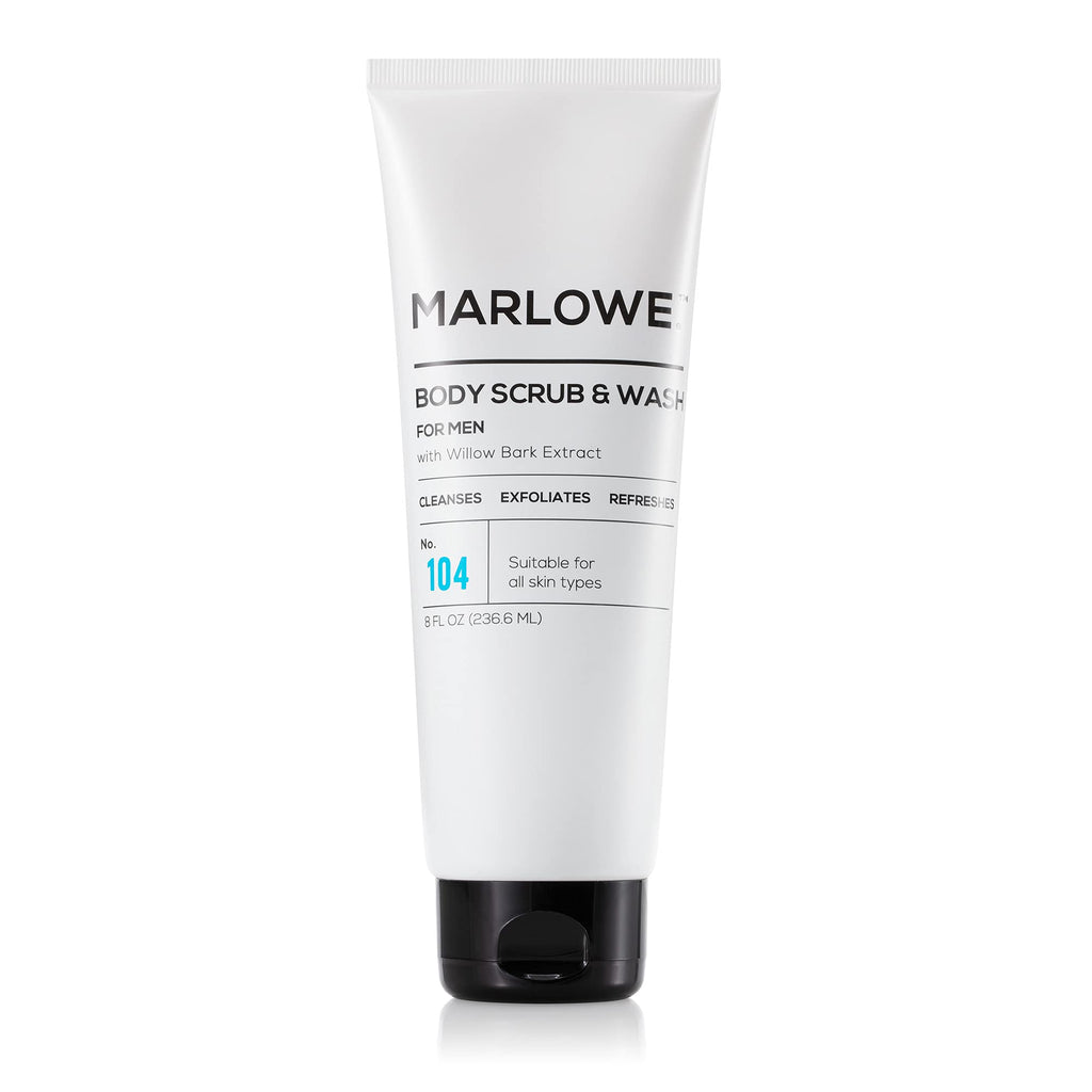 MARLOWE. No. 104 Men's 2-in-1 Body Wash & Scrub 8 Oz | Exfoliating Body Cleanser Fights Dryness | Made with Natural Ingredients | Willow Bark Extract