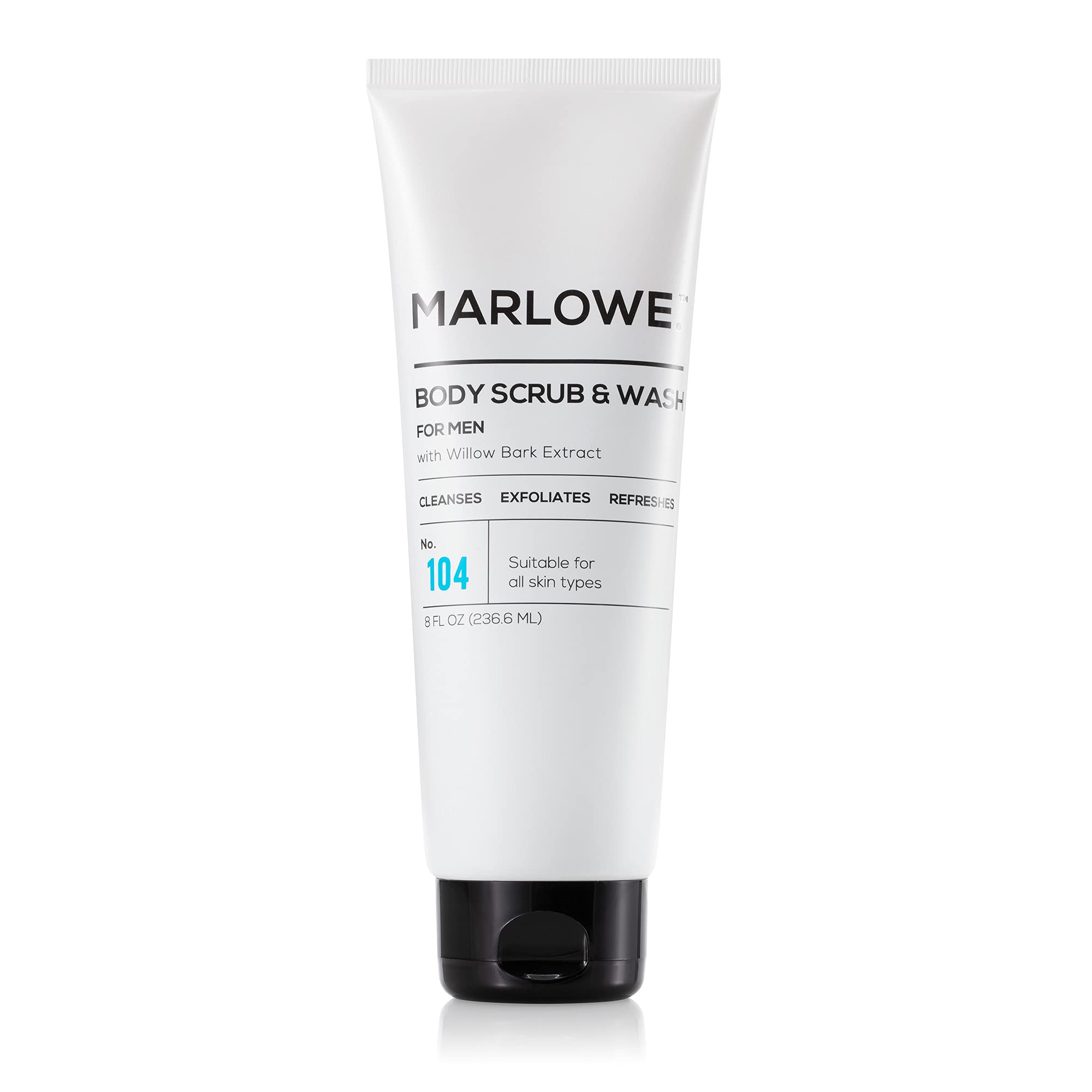 MARLOWE. No. 104 Men's 2-in-1 Body Wash & Scrub 8 Oz | Exfoliating Body Cleanser Fights Dryness | Made with Natural Ingredients | Willow Bark Extract