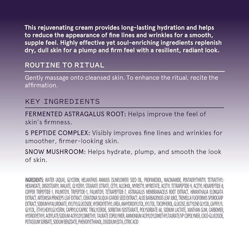 Keys Soulcare Firm Belief Smoothing Peptide Cream, Helps Reduce Fine Lines for Firm, Plump & Ultra Hydrated Skin, Vegan, Cruelty Free, 1.7 Oz (50ml)