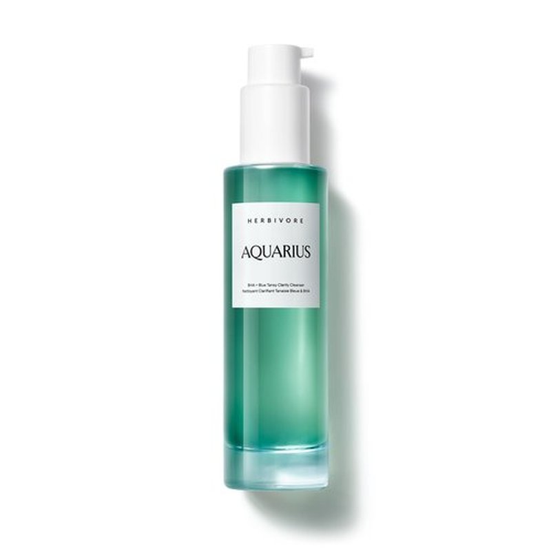 HERBIVORE Aquarius BHA + Blue Tansy Clarity Cleanser | Deep Cleansing Face Wash with Gentle Exfoliation for Oily-Combination Skin, Vegan, 100 mL / 3.3 oz