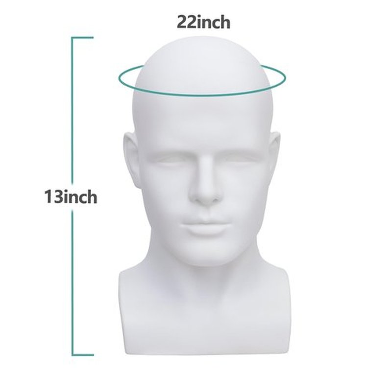 SK-QACD Mannequin Head Male Professional Cosmetology Manikin Head for Display Headset, Headphone, Game Console, Hats, Wigs Jewellery（L90-YB）