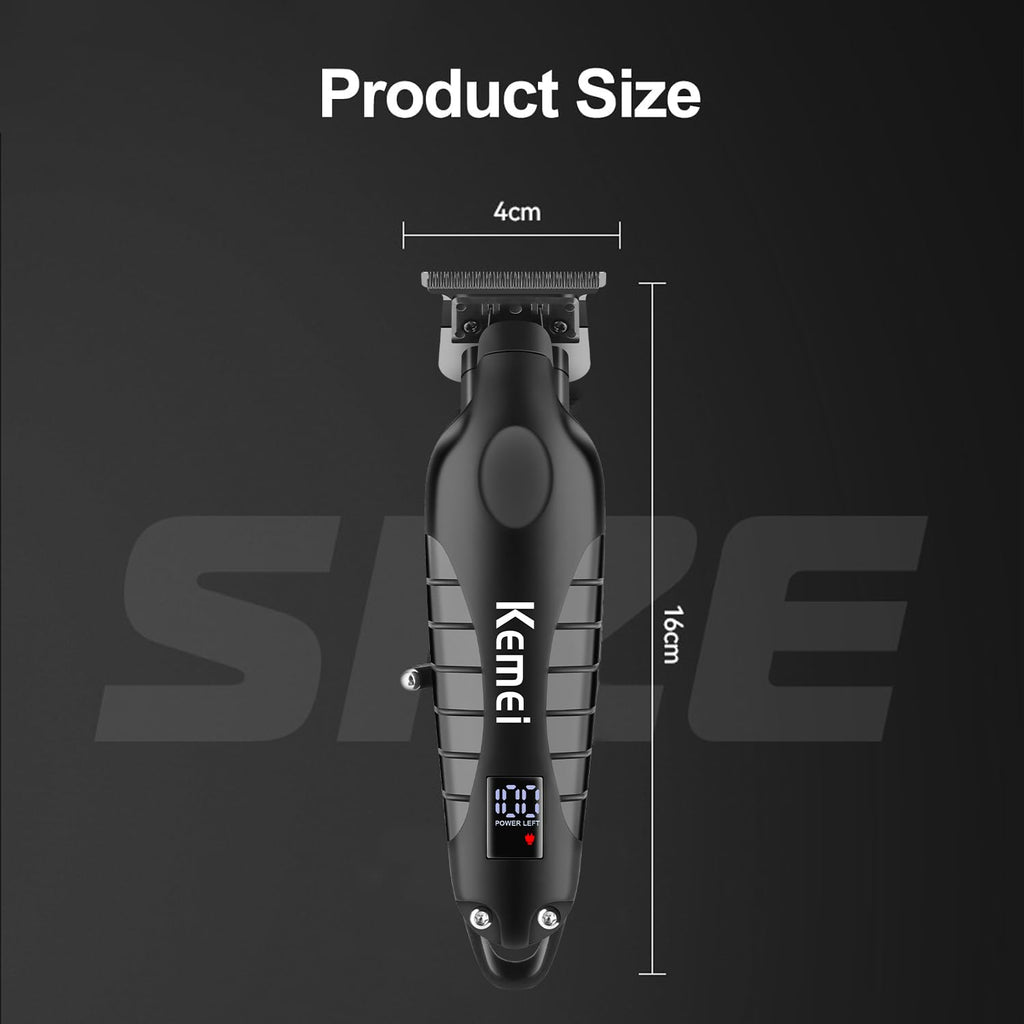 KEMEI Trimmer Professional Cordless Hair Clipper for Men Electric Beard Trimmers Barber Hair Cuttings Kit, Zero Gapped T Blade Trimmers with LCD Display, KM-2293, Black