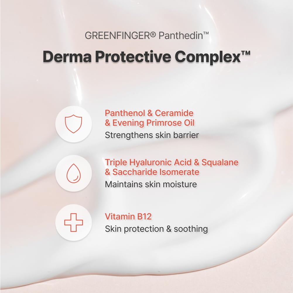 GREEN FINGER Panthedin MD Derma Cream 3.4 Fl Oz, Hyaluronic acid Ceramide Vitamin Squalane Baby Face Body Moisturizer, Skin Barrier Repair Moisturizing Cream for Sensitive Itch Skin, Korean Skincare