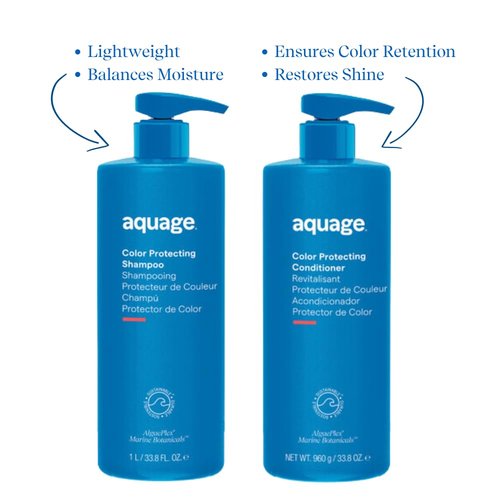 AQUAGE Color Care Regimen Bundle - Color Protecting Shampoo & Conditioner Set | 33.8 Oz Each for Healthy, Shiny Hair