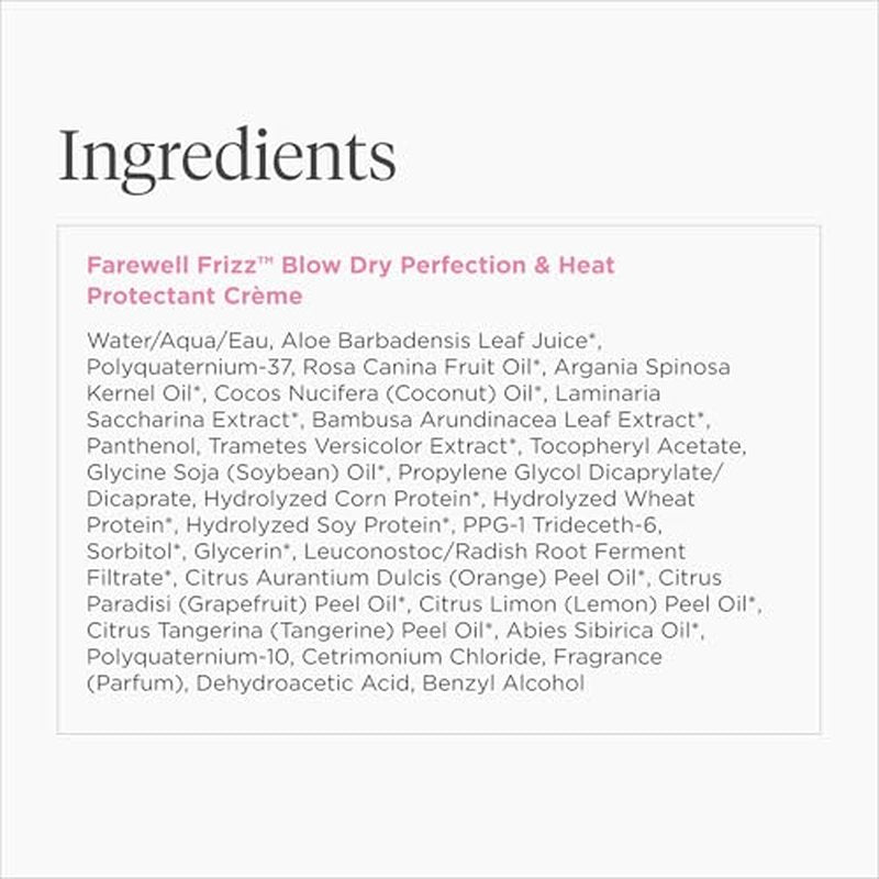 Briogeo Farewell Frizz Blow Dry Perfection & Heat Protectant Crème, Anti Frizz Hair Cream with Argan Oil for Styling, Silicone-free, Heat Protectant, Smooths Hair, Vegan, Cruelty-Free, 2 fl oz