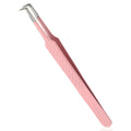 90 Degree Lash Tweezers for Eyelash Extensions Fiber Tip Tweezers for Lash Extension High Precision Eyelash Extension Tweezer for Volume & Classic Lashe Pink