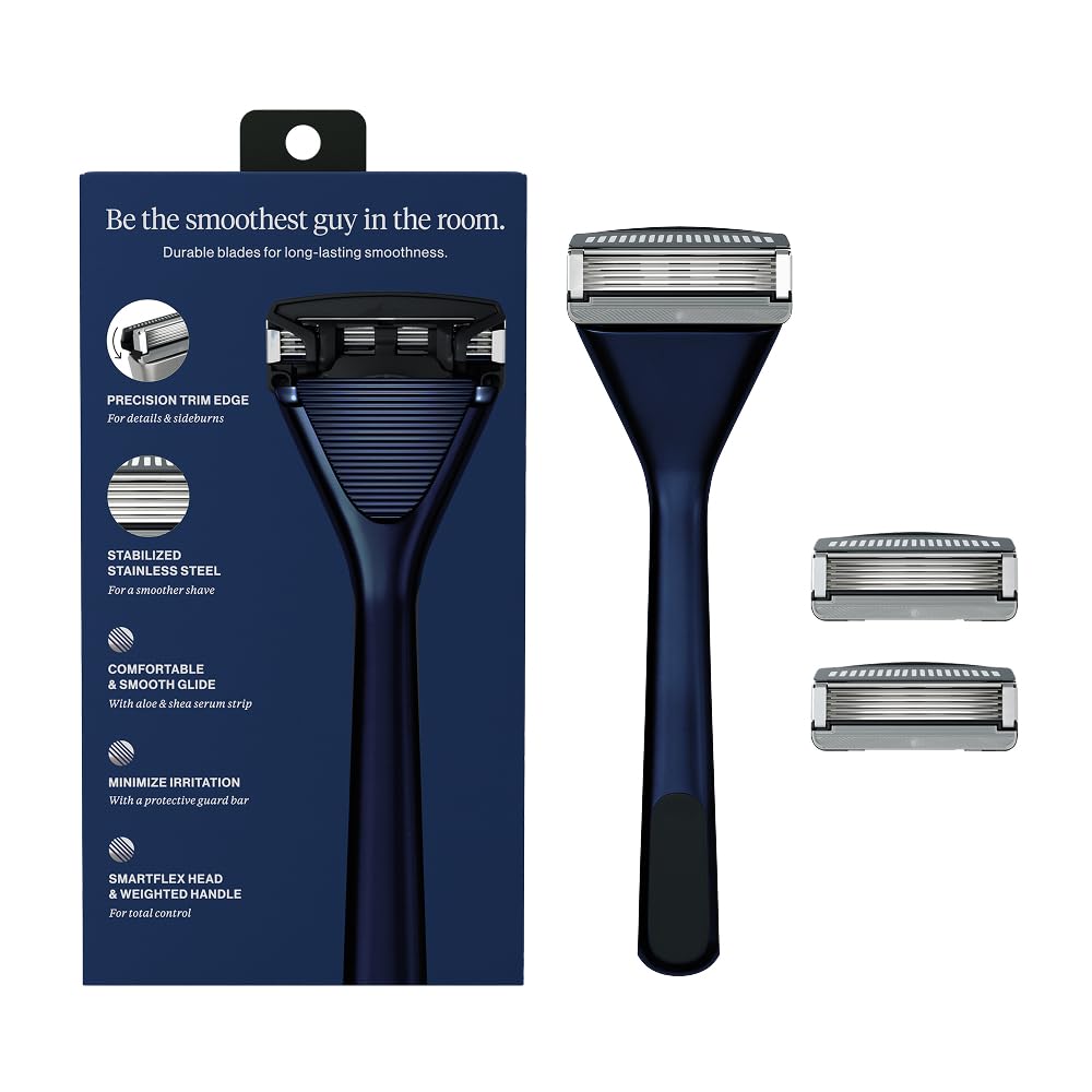 House of Atlas, Razors for Men - Mens Razors for Shaving with Handle & 2 Razor Blade Refills, 5-blade Precision Trim Edge, Smooth Close Shave, Reusable Razor for Men (Dusk)