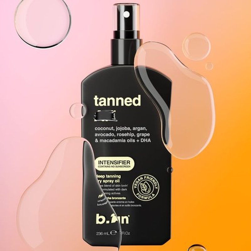 b.tan Best Tanning Oil | Get Tanned Intensifier Dry Spray - Fast, Dark Outdoor Sun Tan From Tan Accelerating Actives, Packed with Moisturizing Oils, No SPF, Austrailian Brand, 8 Fl Oz