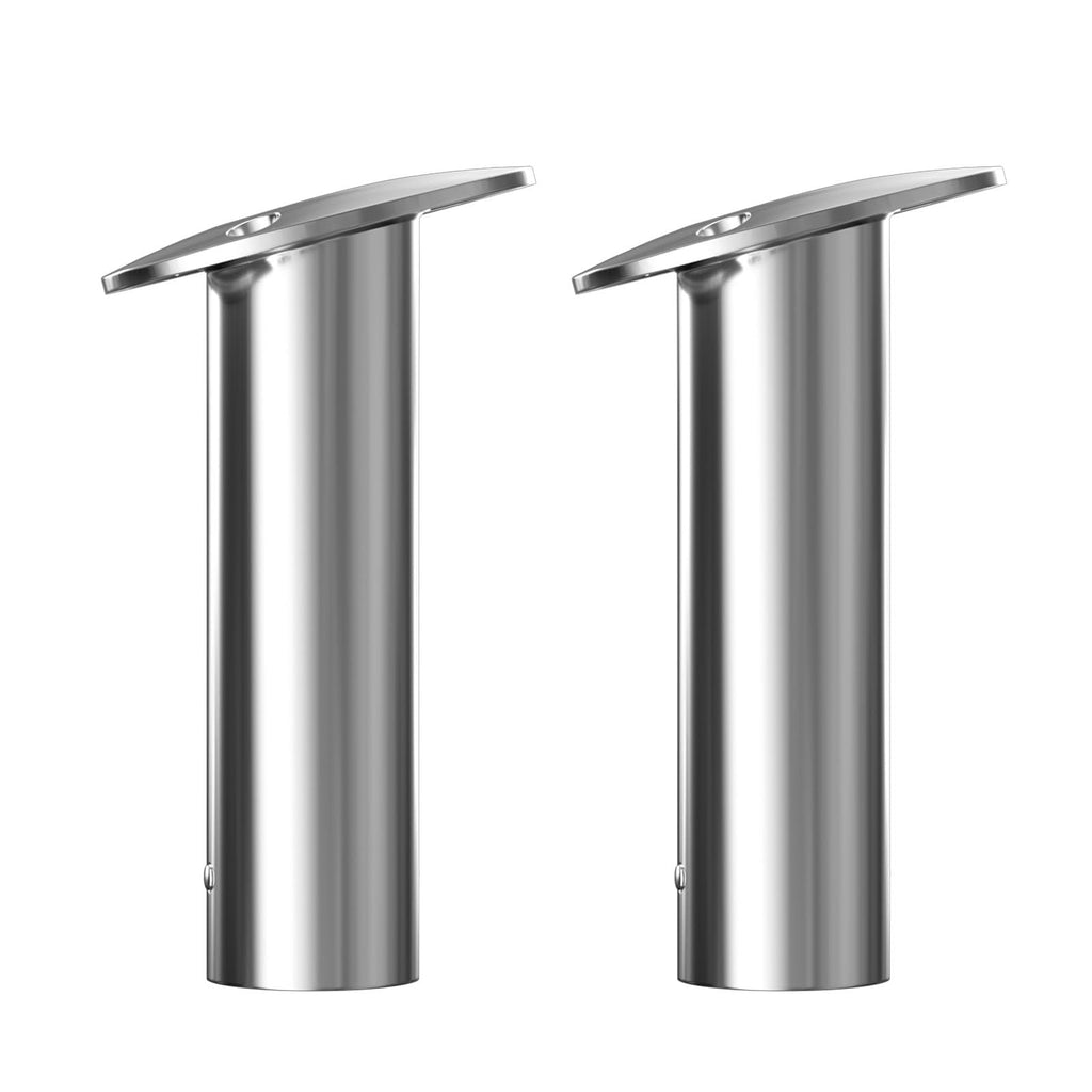 SCANDIRAIL Boat Fishing Rod Holder,2Pcs 15/30/90 Degree Stainless Steel 316 Flush Mount Rod Holders for Fishing Boat,with PVC Cap,Inner Tube and Gasket (2 PCS Without Cap, 15 Degree)