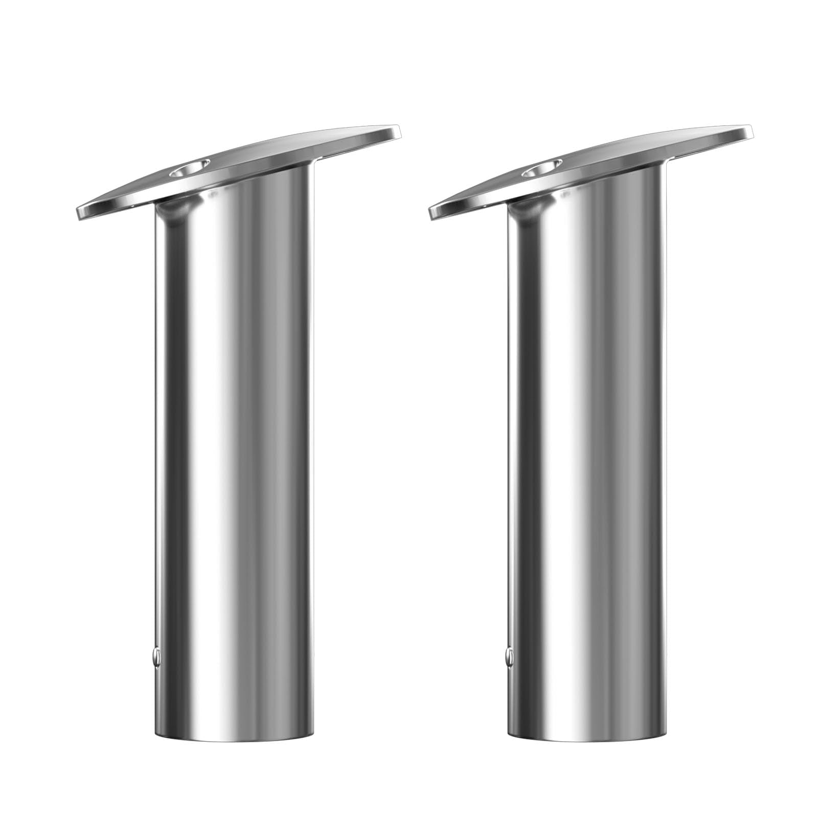 SCANDIRAIL Boat Fishing Rod Holder,2Pcs 15/30/90 Degree Stainless Steel 316 Flush Mount Rod Holders for Fishing Boat,with PVC Cap,Inner Tube and Gasket (2 PCS Without Cap, 15 Degree)