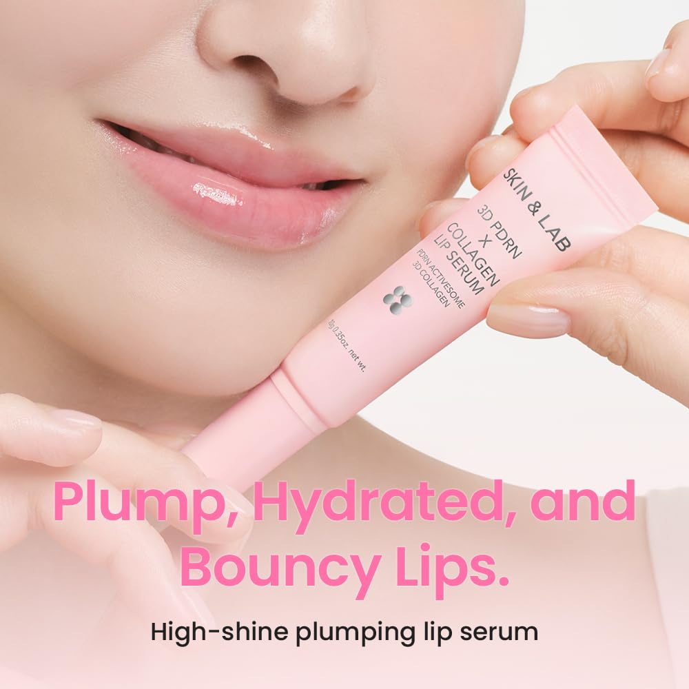 [SKIN&LAB] 3D PDRN X Collagen Lip Serum, Contains PDRN, Bakuchiol, Collagen, Plumping Effect, Smooth & Bouncy Lips, Deep Hydration, Mothers day, gift for mom – 0.35 fl. oz