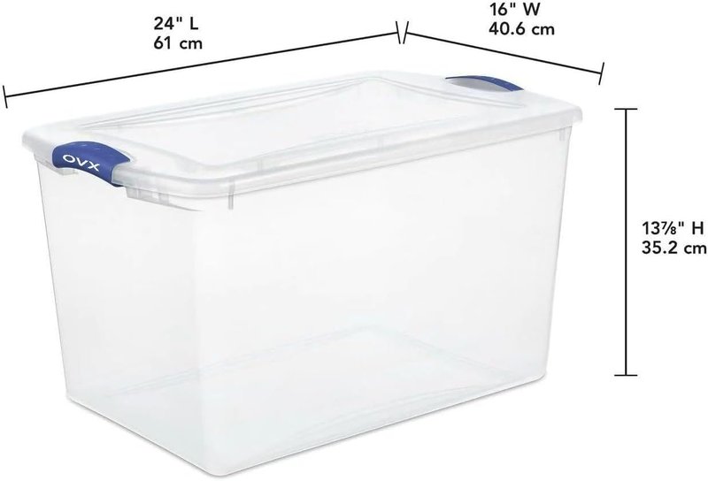 66 Quart Clear Plastic Storage Bins by [Brand Name] - Large Stackable Containers with Secure Latches for Home & Office