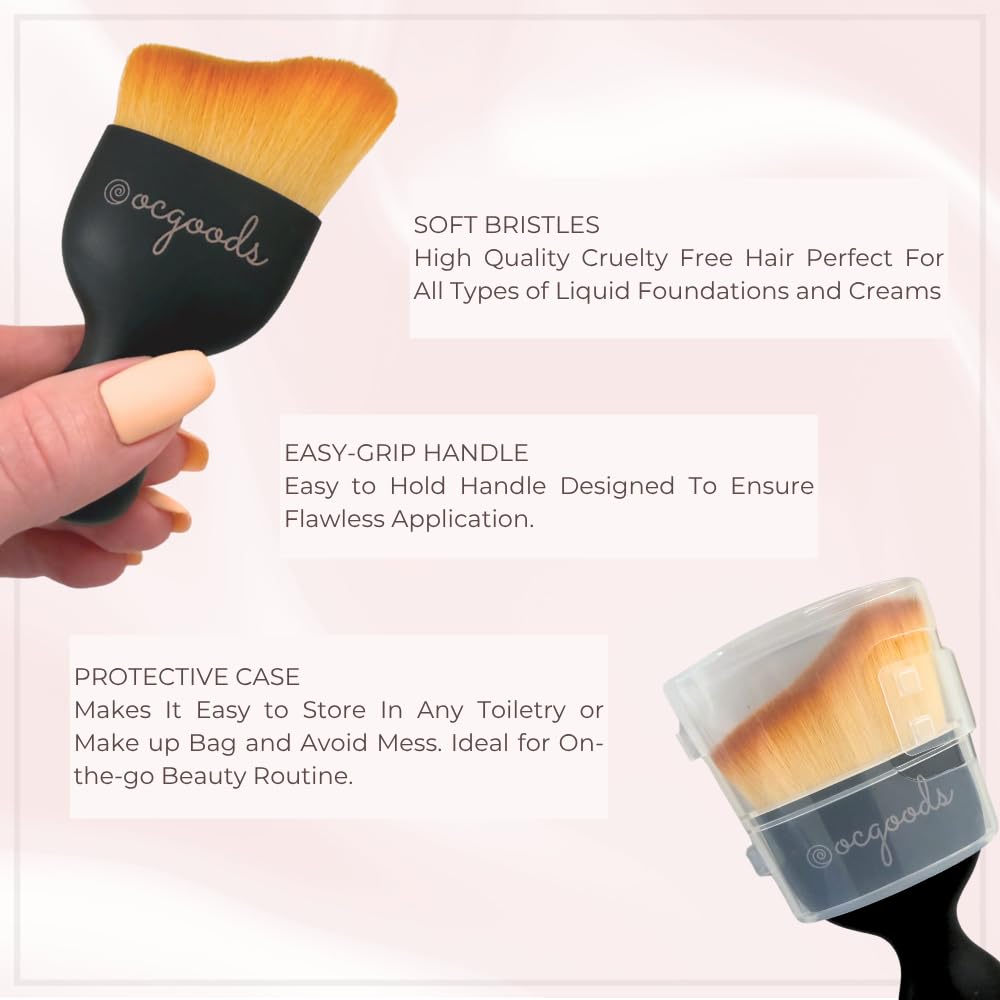 Skincare Angled Makeup Brush Applicator for Liquid Foundation Sunscreen BB Cream Bronzer Self-Tan and Tinted Moisturizer