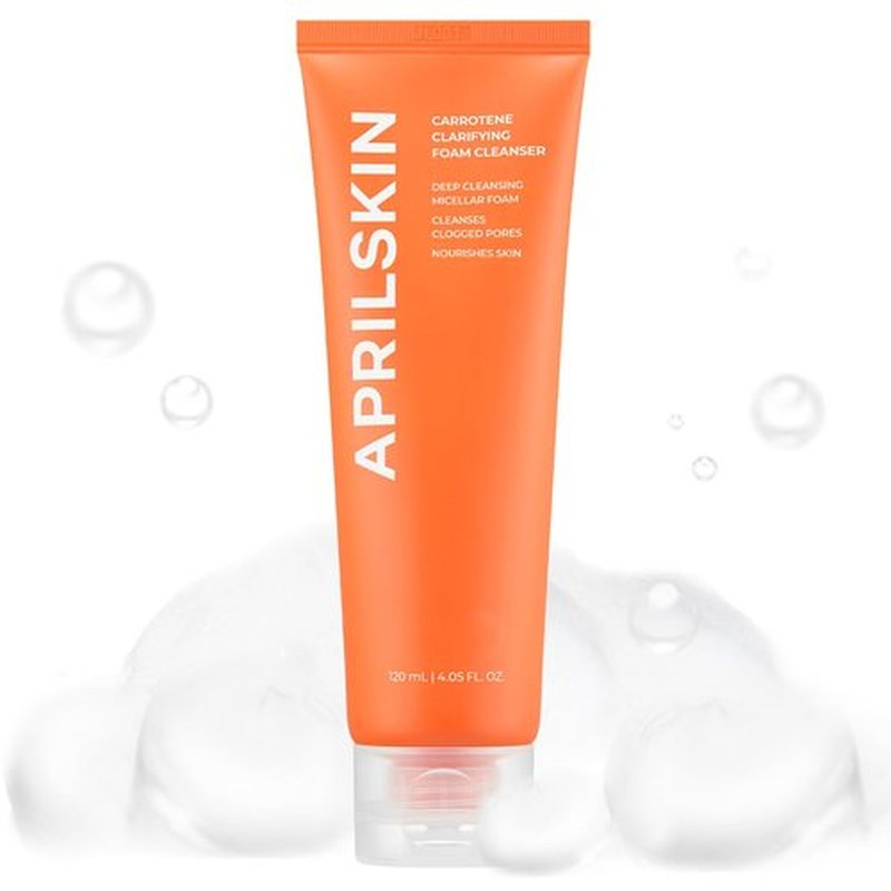 Aprilskin Carrotene Foam Cleanser - Deep Cleansing with BHAs for Oily, Sensitive Skin - 120ml | Vegan & Cruelty-Free