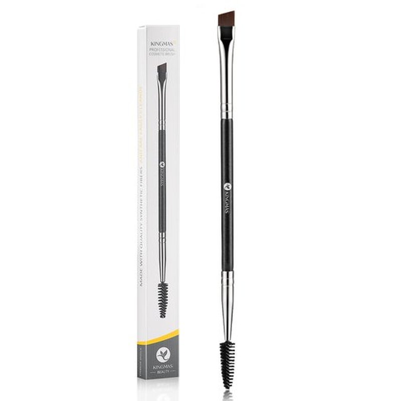 KINGMAS Eyebrow Brush - Professional Duo Angled Spoolie for Lining & Shaping Brows | Black