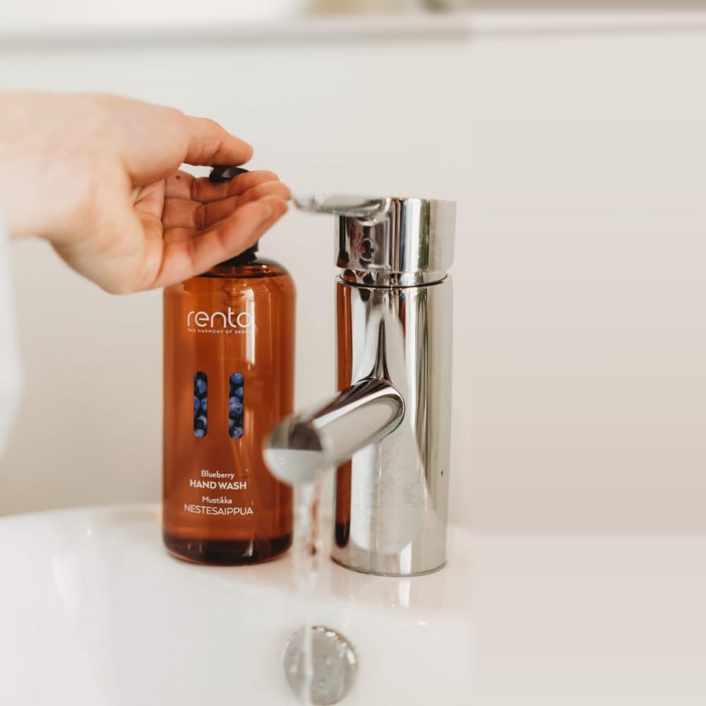 RENTO Hand Wash 13.5 Fl. Oz. (400ml) Gentle & Refreshing Hand Soap for Frequent Hand Washing with Aloe Vera, Vegan, 5 Types: Arctic Berries, Arctic Pine, Birch, Blueberry, Water Lily (Blueberry)