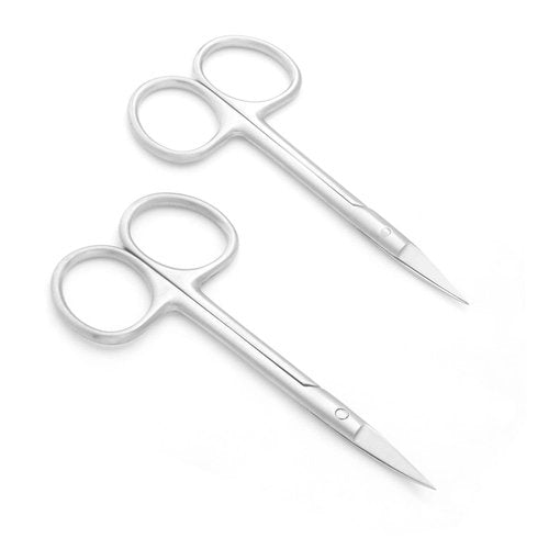 Motanar Cuticle Nail Scissors - Stainless Steel Precision Manicure Scissor - Extra Pointed Straight Curved Fingernail Scissor (Curved Piont+Straight Piont)