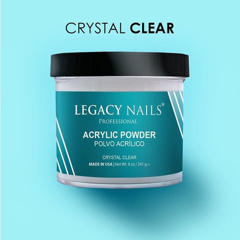 Legacy Nails Professional CLEAR ACRYLIC POWDER - 241g / 8oz. - High-Quality, Fast-Drying Formula for Nail Extensions, Sculpting & Overlays, Salon-Grade, Long-Lasting Finish