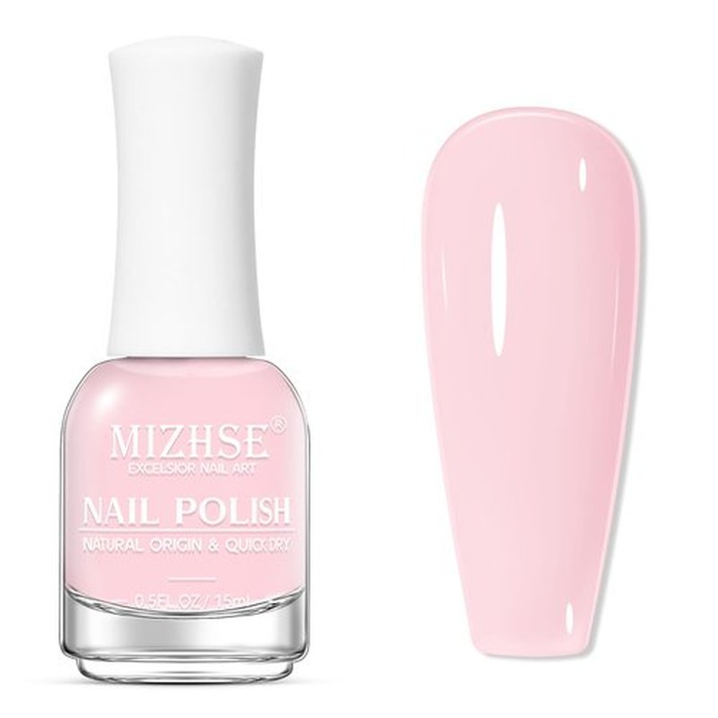 MIZHSE Quick Dry Nail Polish, Light Pink Nail Polish Non Gel Air Drying Fast, 15 ml 0.5 fl oz Regular Pastel Pink Glossy Finish Nail Lacquer Nail Art Manicure DIY Home