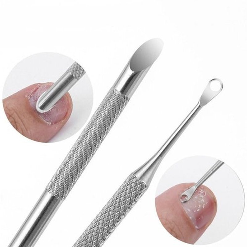 Circle Bevel Double-ended Nail Cuticle Pusher Tool Pre-polish Sandpaper Sheets Manicure Kit Stainless Steel Nail Pusher Cuticle Remover Self-adhesive Sand Paper Nail Art Dead Skin Removing Nail Tools
