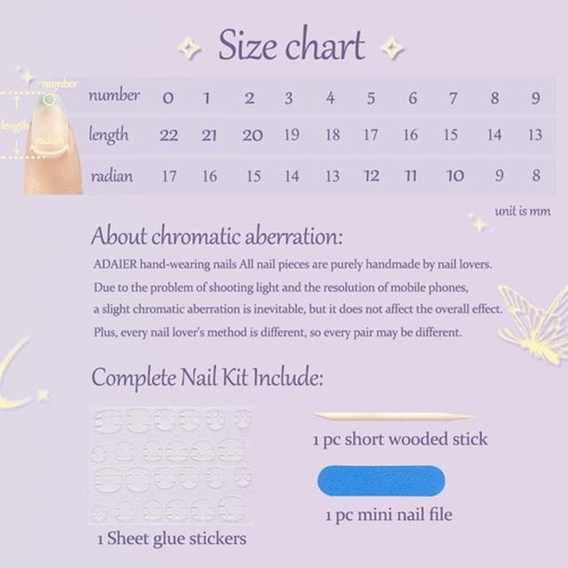 ADAIER Handmade Press On Nails, French Nails, party,Short Coffin Nails Set for Handmade,Reusable Opaque Nails in 24 Nail Kit for Women(Z-01)